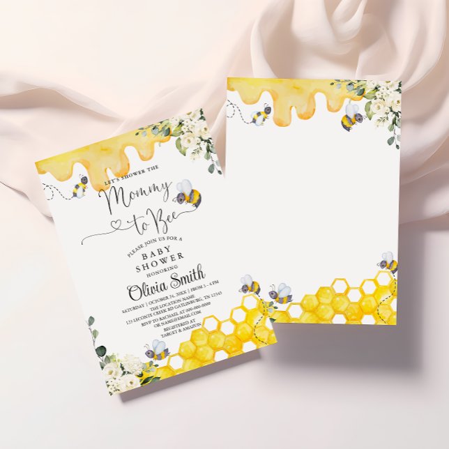Mommy to Bee Floral Baby shower Invitation (Créateur téléchargé)
