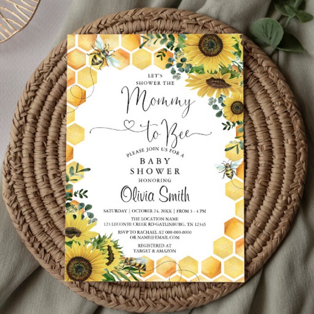 Mommy to Bee Genre Neutre Baby shower Invitation (Créateur téléchargé)