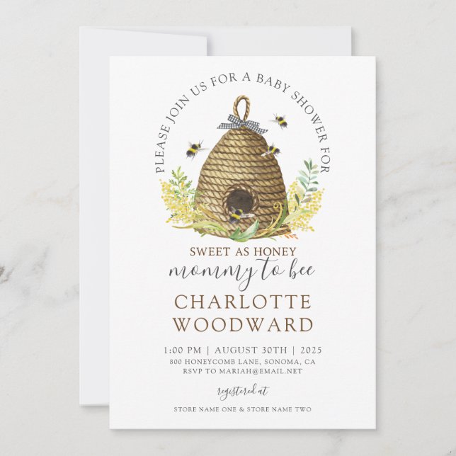 Mommy To Bee Hive Baby shower Invitation (Devant)