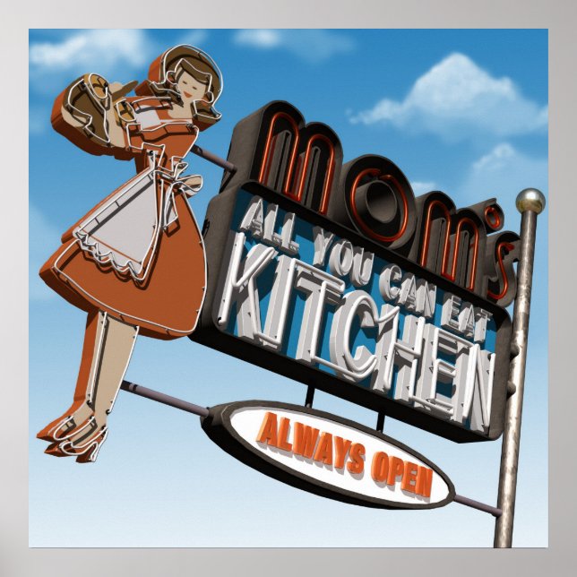 Mom's All You Can Eat Kitchen Poster (Devant)