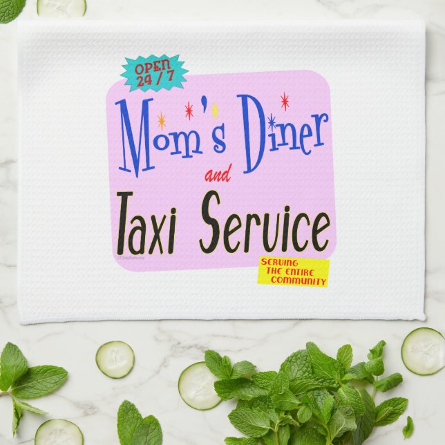 Moms Diner et service de taxi Serviette de cuisine (Plié)