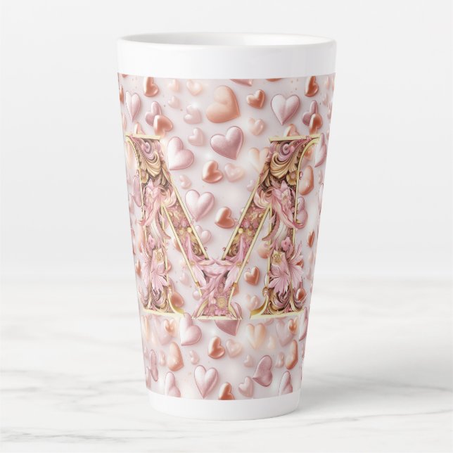 Moms Rose Gold Hearts Céramique Grand Latte Mug (Devant)