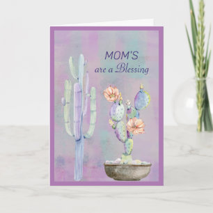 MOM'S sont une carte de cactus d'aquarelle bienvei
