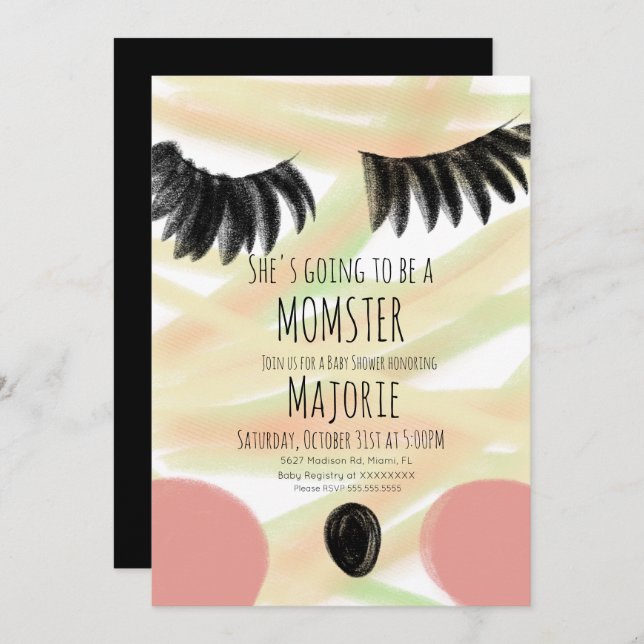 Momster Halloween maman Baby shower Invitation (Devant / Derrière)
