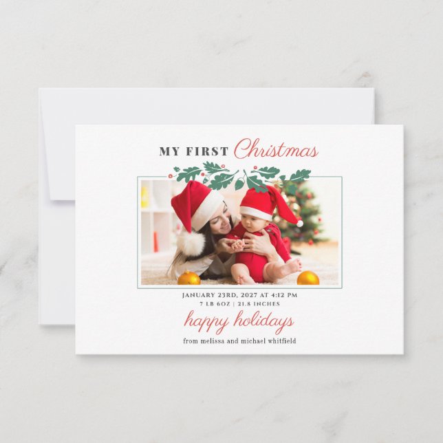 Mon 1er Noël Baby Photo Faire-part de naissance (Devant)