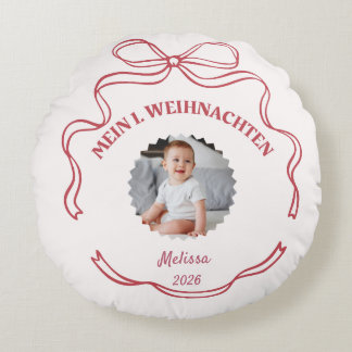 Mon 1er Noël Coussin rond pour bébé, fille