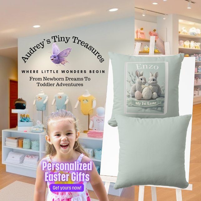 Mon 1er Pâques Bébé Coussin Personnalisé (Créateur téléchargé)