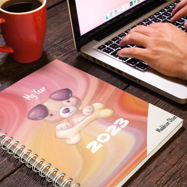 Mon année mignon chien sur le marbre avec le nom (Créateur téléchargé)