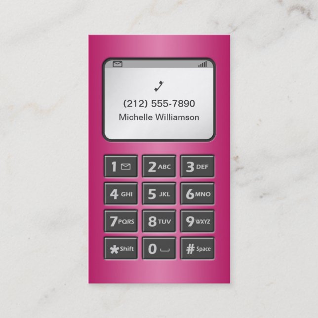 Mon autre téléphone - cartes de visite fuchsia (Devant)