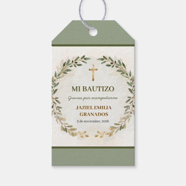 Mon Baptême Étiquette de Cadeau de Baptême Personn (Devant)