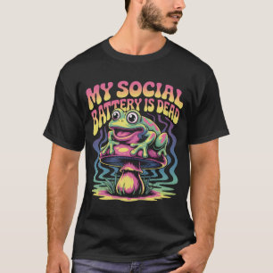 Mon Batterie Social Est Mort T-Shirt Drôle Introve