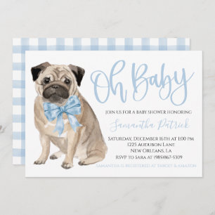 Mon bébé ! Cute Chien Blue Boy Shoy Invitation