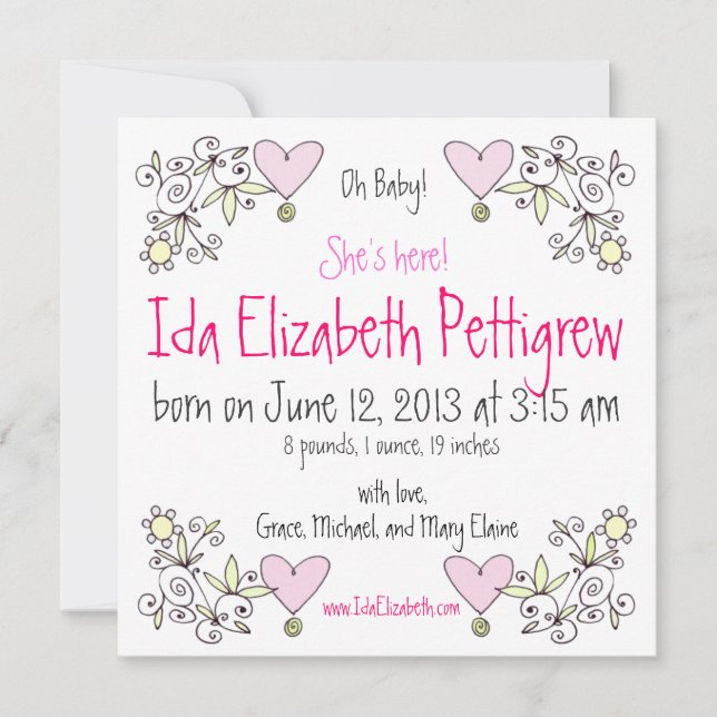 Mon bébé ! Faire-part de naissance Whimsical Sprin (Devant)