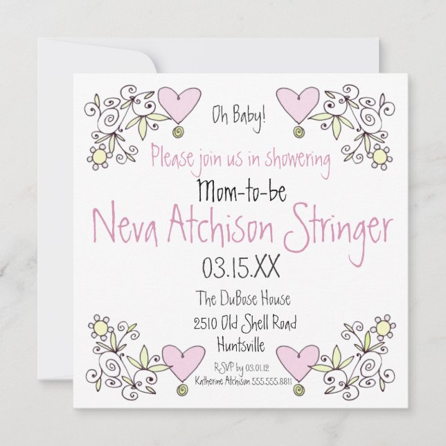 Mon bébé ! Invitation à la douche de jardin (Devant)