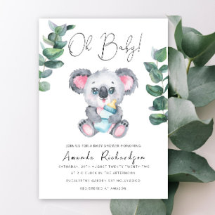Mon bébé ! Invitation Baby shower de l'ours Koala