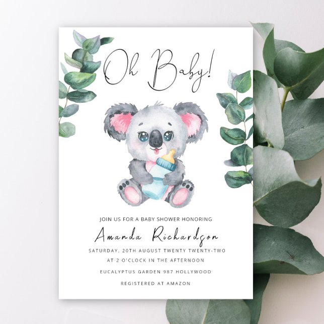 Mon bébé ! Invitation Baby shower de l'ours Koala (Créateur téléchargé)
