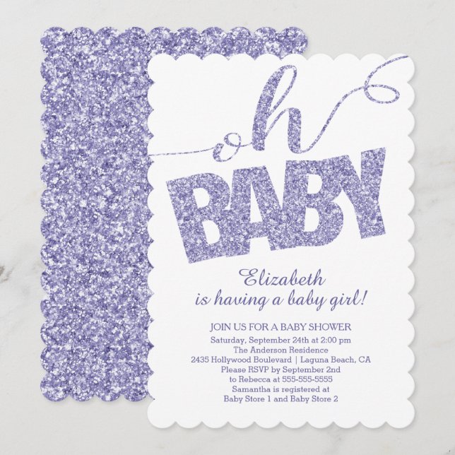 Mon bébé ! Invitation Baby shower Parties scintill (Devant / Derrière)