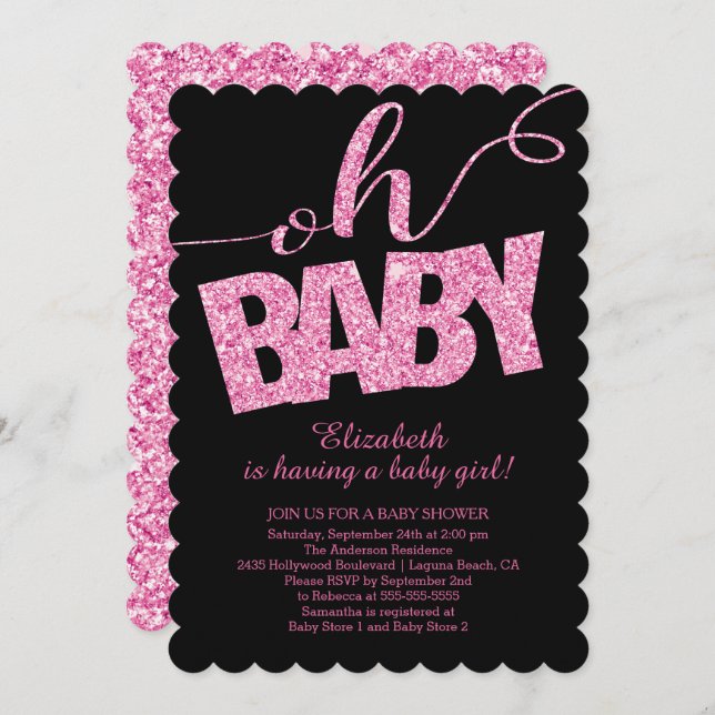 Mon bébé ! Invitation Baby shower Parties scintill (Devant / Derrière)