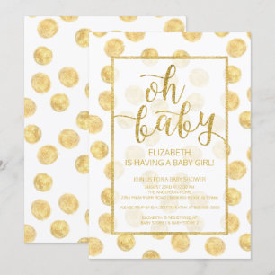Mon bébé ! Invitation Baby shower Pois d'or