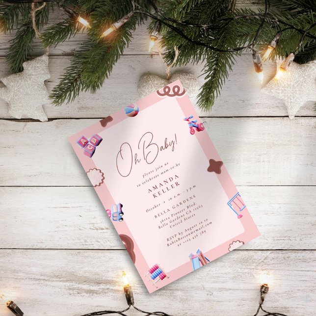 Mon bébé ! Invitation Baby shower rose moderne (Créateur téléchargé)