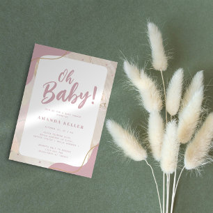 Mon bébé ! Invitation minimaliste Baby shower rose
