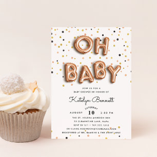 Mon bébé Invitation Rose Baby shower Or