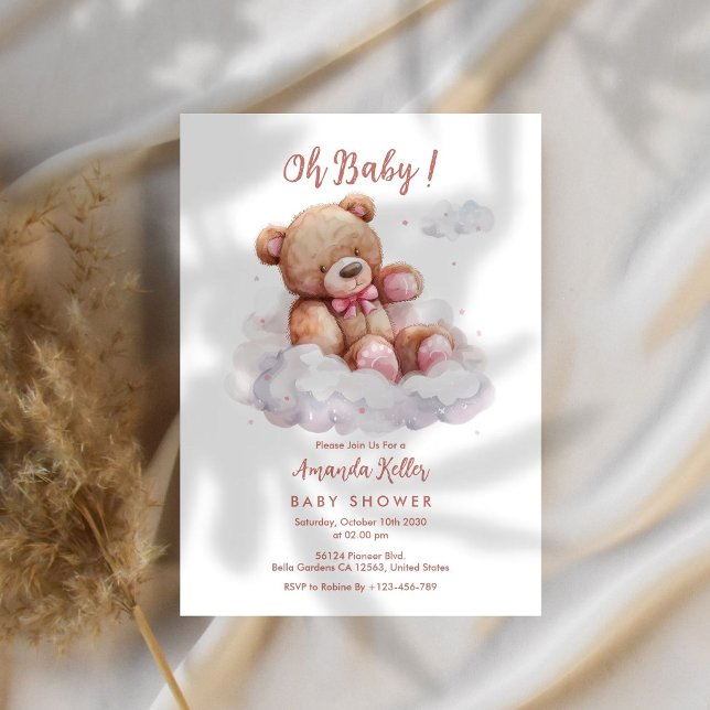 Mon bébé ! Ours sur Baby shower nuageux Invitation (Créateur téléchargé)