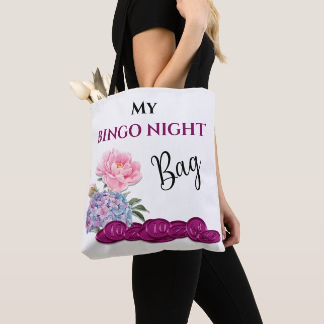 Mon Bingo Sac de nuit Cartes de Bingo Fleurs de pu (De près)