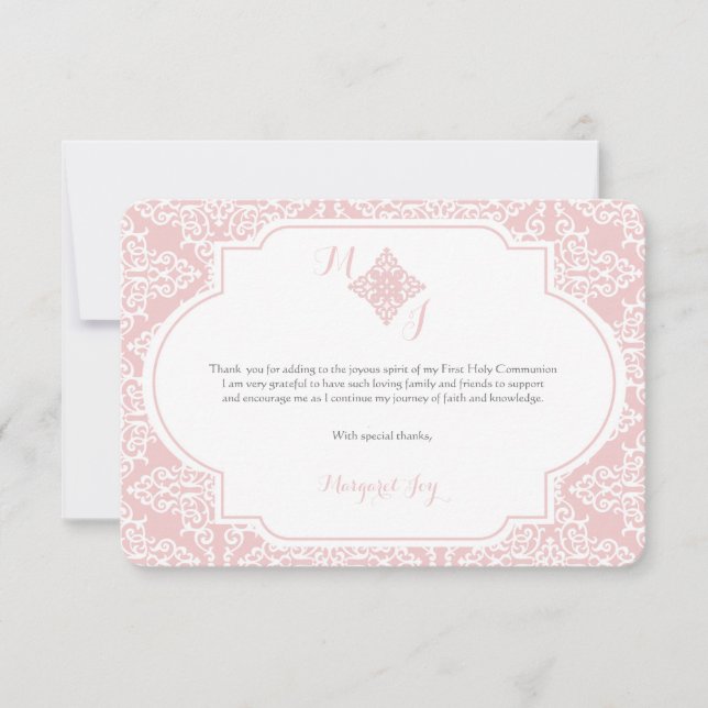 Mon carte de remerciements rose de première (Devant)