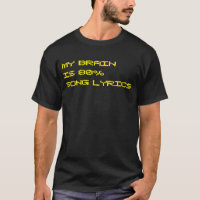 "Mon cerveau est T-shirt de textes de chanson de