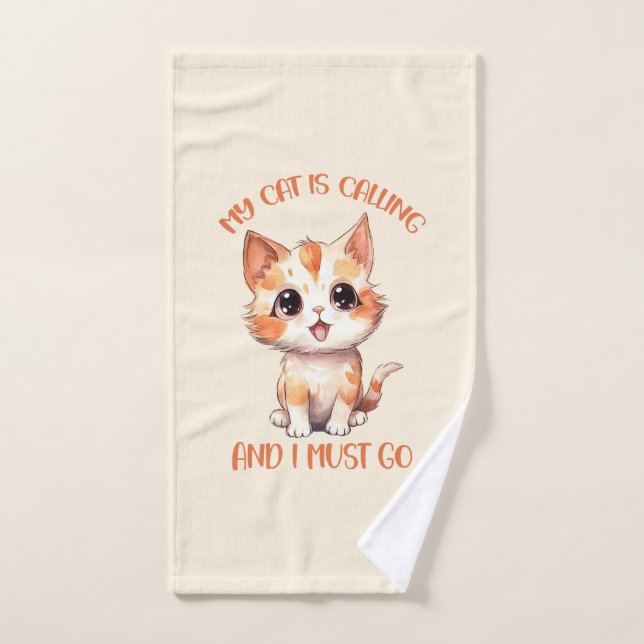 Mon Chat Appelle Un Chat Orange Cute (Serviette à main)