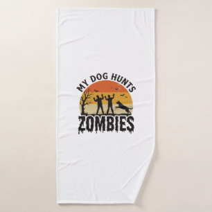 Mon chien chasse les zombies Vintage Halloween Art