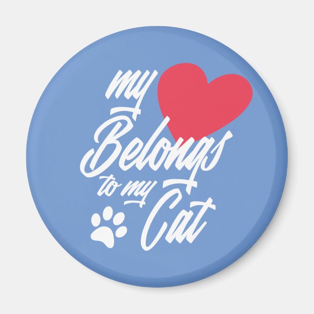 Mon coeur appartient à mon chat Valentine | Magnet (Devant)