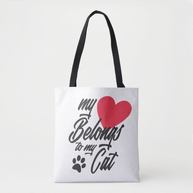 Mon coeur appartient à mon chat Valentine | Sac fo (Devant)