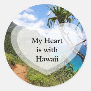 Mon coeur est avec Hawaii Stickers