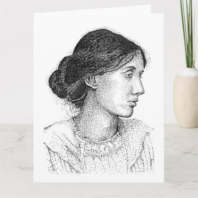 Mon dessin à l'encre de Virginia Woolf carte 2004  (Devant)