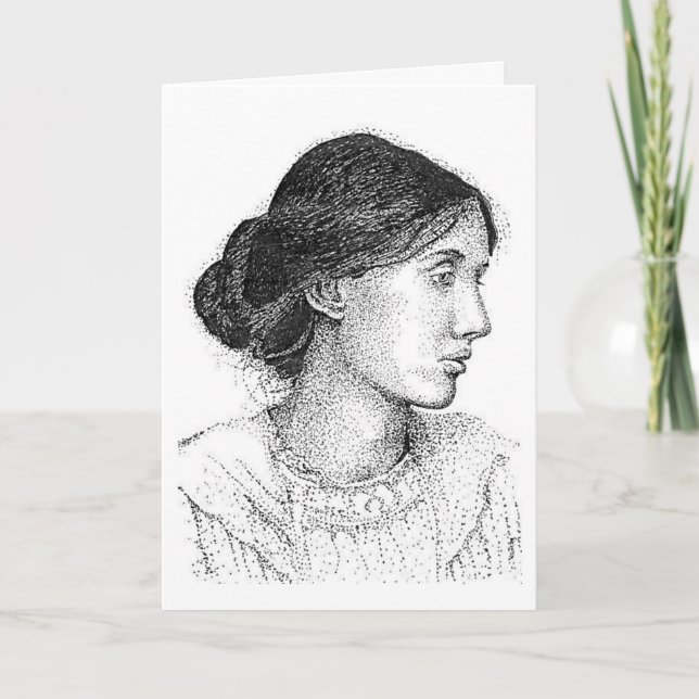 Mon dessin à l'encre de Virginia Woolf carte 2004  (Devant)