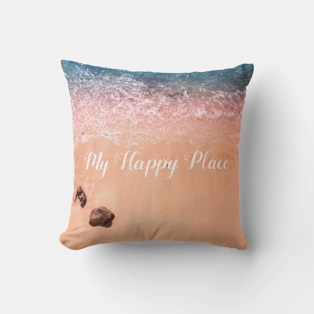 Mon endroit heureux Coussin de vague océanique (Recto)