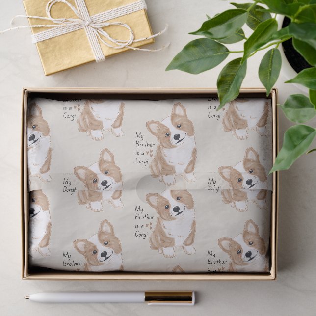 'Mon frère est un Corgi' Papier de soie en lin pie (Cadeau)