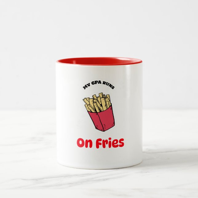 Mon GPA tourne sur Fries-school lunch break Mug (Centre)