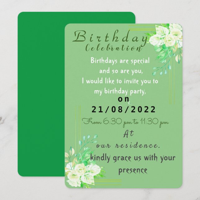 Mon invitation d'anniversaire (Devant / Derrière)