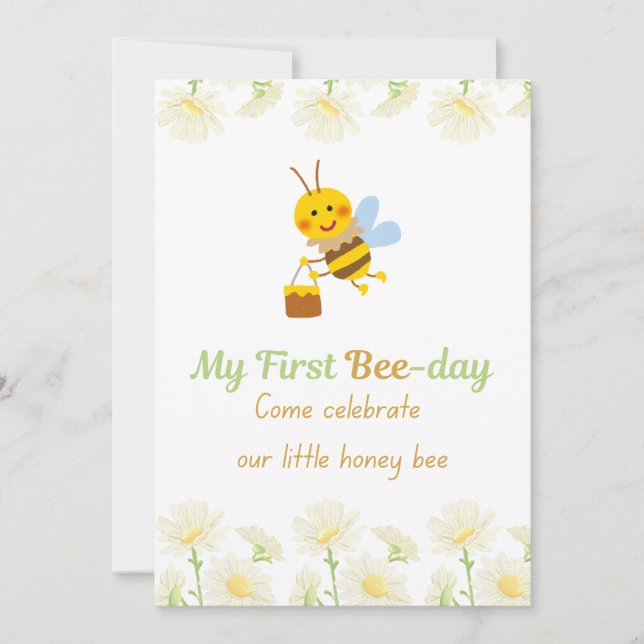 Mon invitation pour mon premier anniversaire Bee-d (Devant)