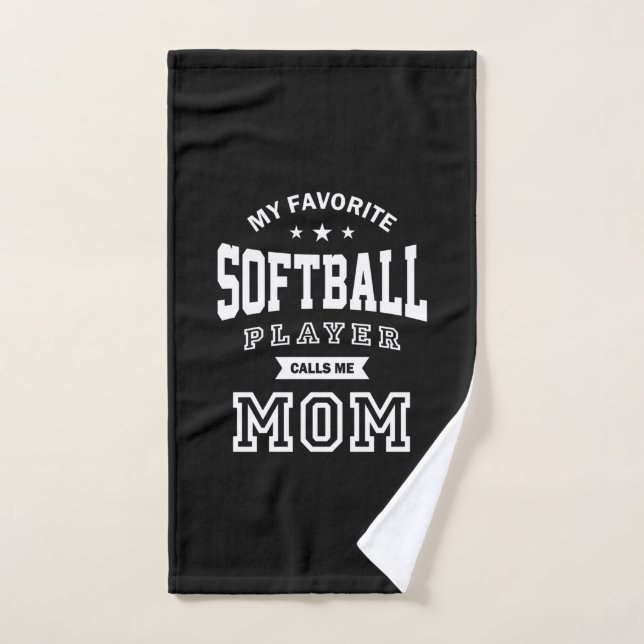 Mon Joueur De Softball Favori M'Appelle Maman (Serviette à main)