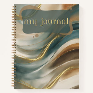 Mon Journal Golden Wave Spiral Carnet