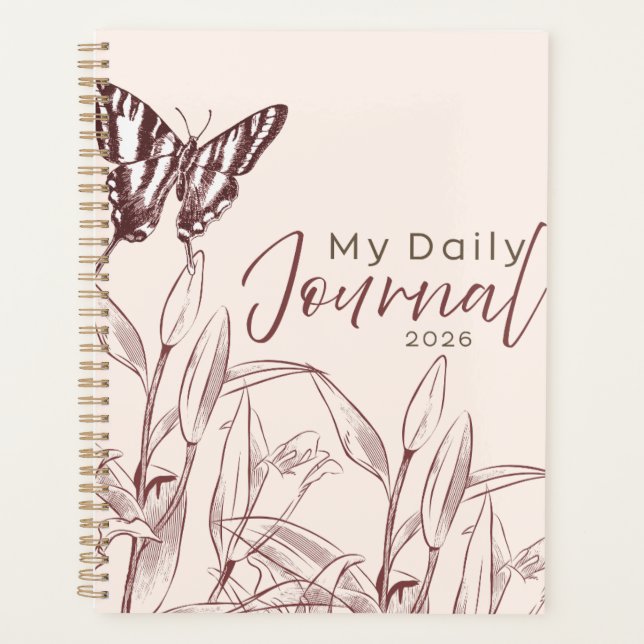 "Mon Journal Quotidien" 2026 | Papillon Vintage  (Devant)