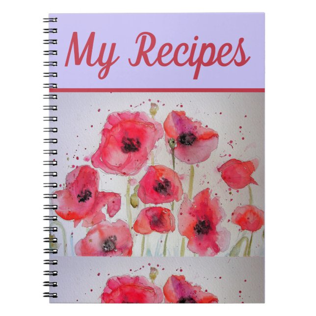 Mon livre de recettes Art aquarelle fleur rouge de (Devant)