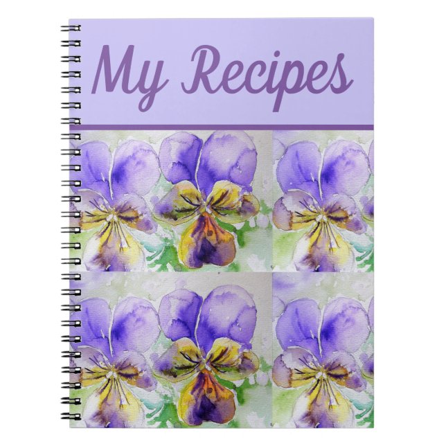 Mon livre de recettes Art aquarelle fleur violette (Devant)
