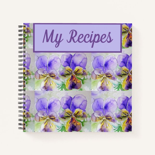 Mon livre de recettes Viola Purple Flower Aquarell (Devant)