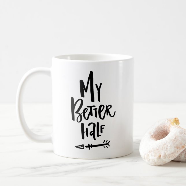 Mon Meilleur Demi-Main Lettré Flèche Gauche Mug (Avec donut)