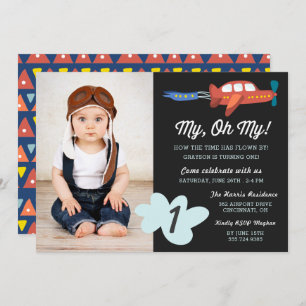 Mon Oh My Avion Photo Anniversaire Invitation de